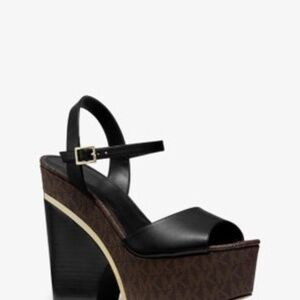 Lana Logo and Leather Wedge Sandal
